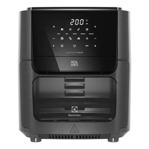 Electrolux Air Fryer Forno 5 x 1 12L 1700W Digital Espeto Giratório 2 Bandejas Antiaderentes 10 funções 7 Receitas aviso sonoro Fritadeira Elétrica sem Óleo Forno Bancada EAF90