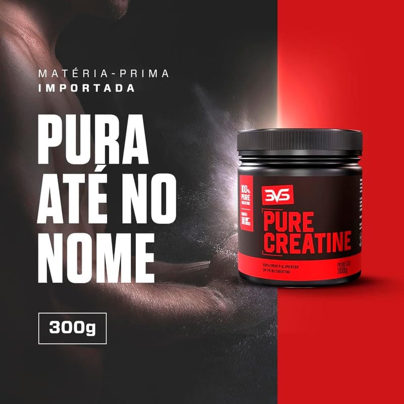 Creatina Monohidratada 300g - 100% Pura - 3vs Nutrition Sem Sabor