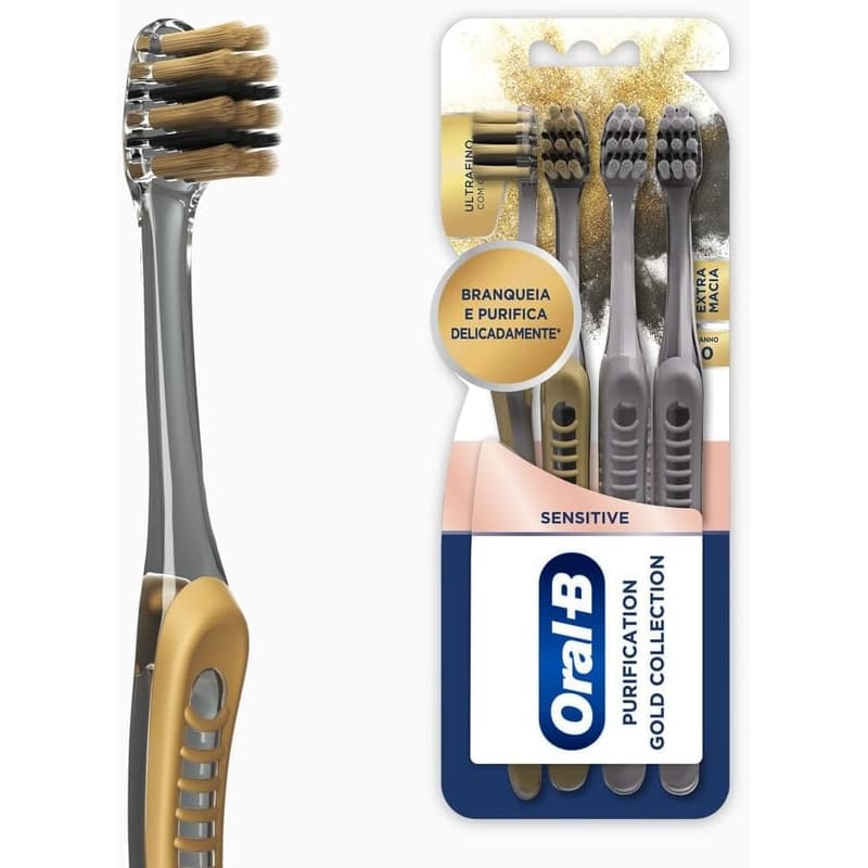 Oral-B Escova de Dente Sensitive Purification Gold Collection Extra Macia 4 Unidades