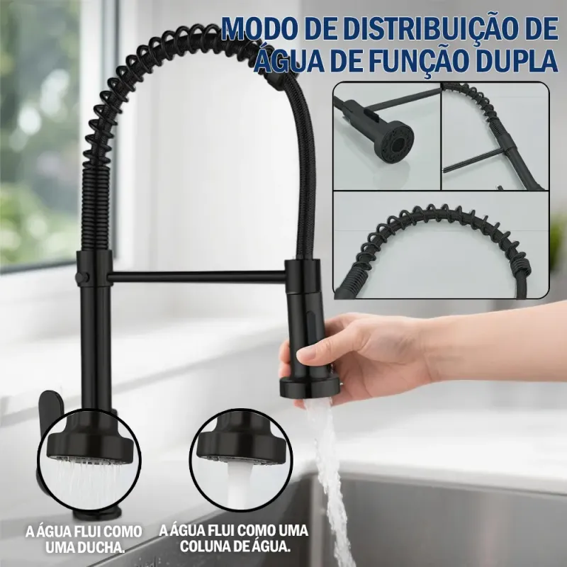 Torneira Cozinha Gourmet Bancada Flexível Monocomando Misturador Pia Acabamento B22-silvery