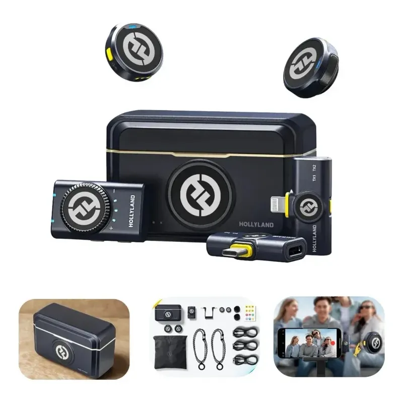 Microfone Hollyland Lark M2 Duo Combo Duplo Para 2 Pessoas Usb-c, Lightning E Camera