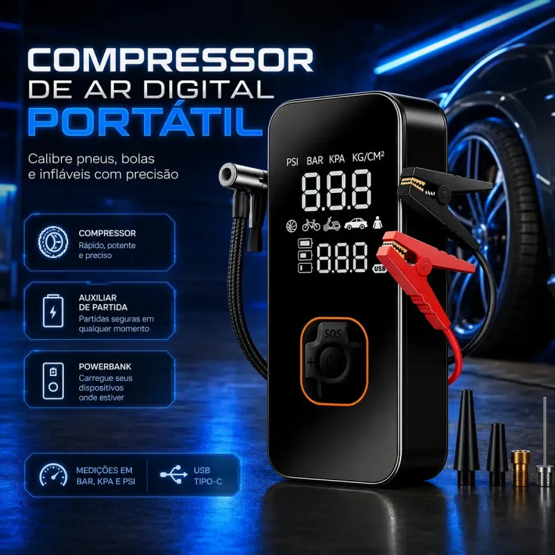 Bomba de pneu portátil digital vale a pena? O que avaliar antes de comprar