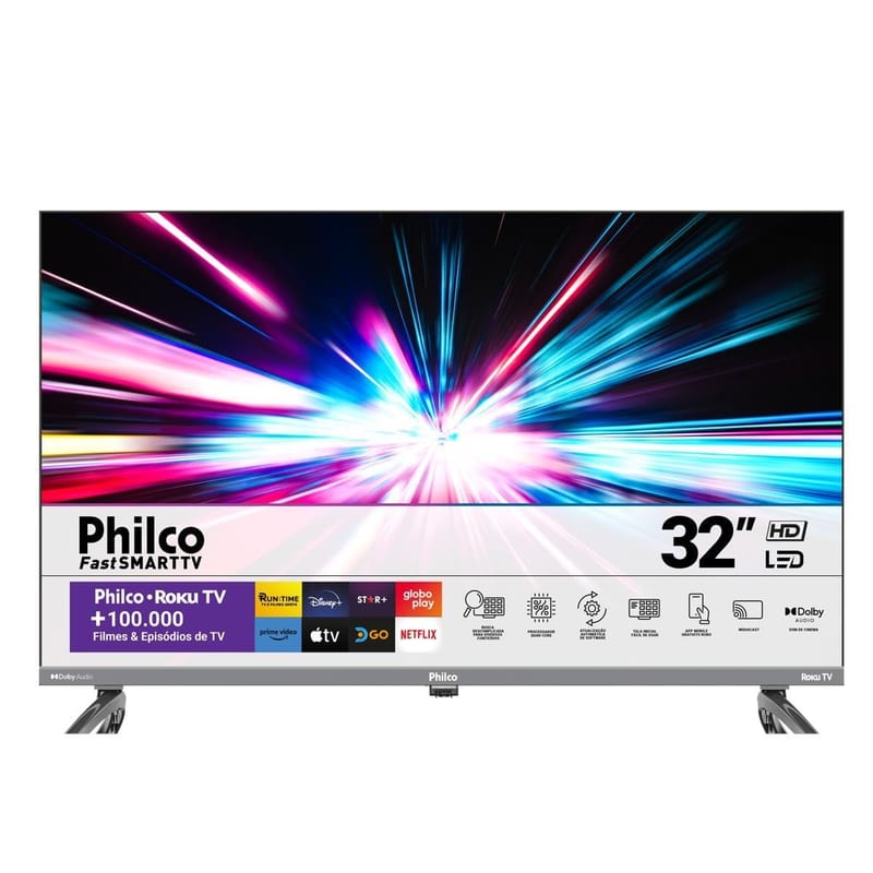 Smart TV 32” Philco PTV32K34RKGB Roku TV Led Dolby Audio