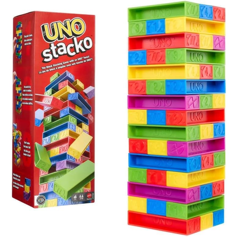 Jogo De Tabuleiro UNO Stacko Mattel Com 45 Blocos Para 7 Anos Ou Mais